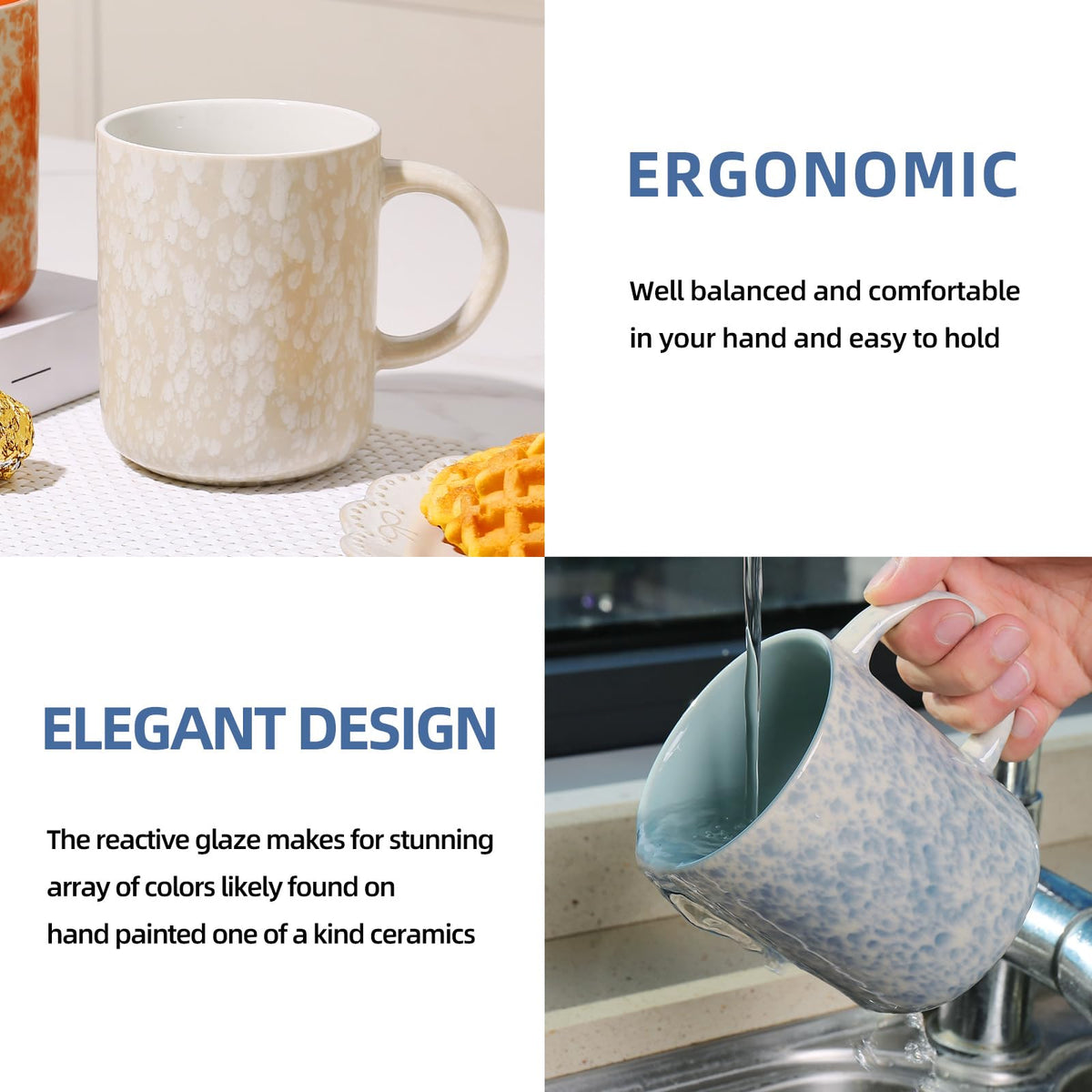 GUERAN 17oz Ceramic Coffee Mugs – Set of 4