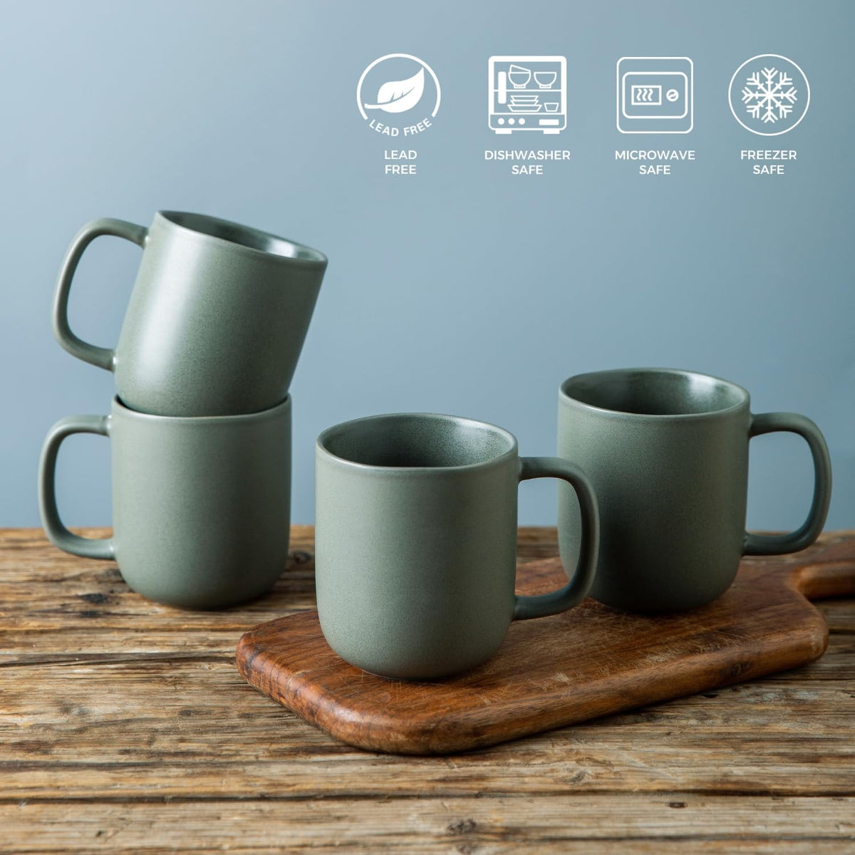 GUERAN 14oz Ceramic Coffee Mugs – Set of 6, Reactive Glaze