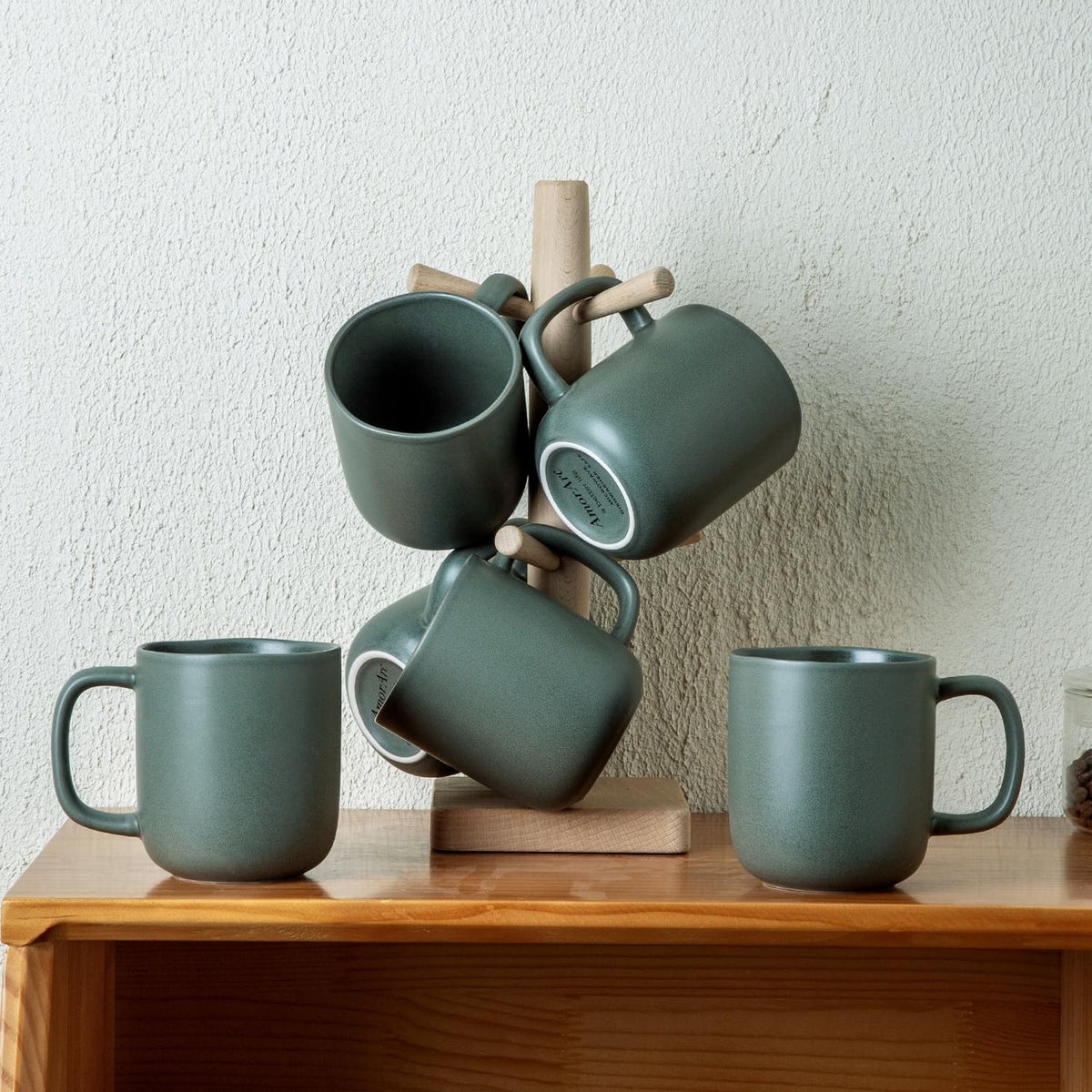 GUERAN 14oz Ceramic Coffee Mugs – Set of 6, Reactive Glaze
