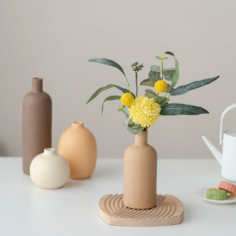 GUERAN Modern Ceramic Vase Set of 4 – Neutral Colors, Coffee Mix