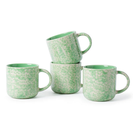 GUERAN 12oz Ceramic Coffee Mugs – Set of 4, Green