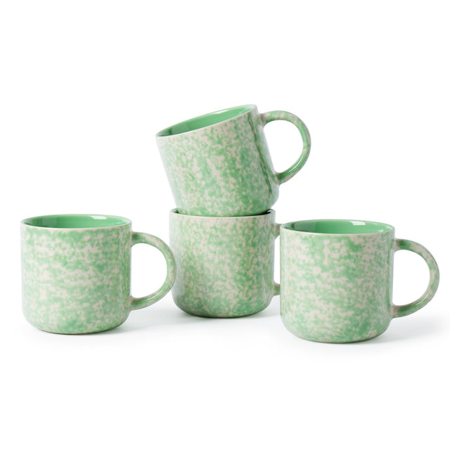 GUERAN 12oz Ceramic Coffee Mugs – Set of 4, Green
