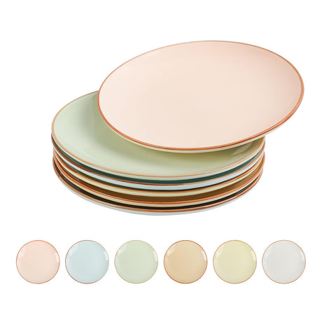 GUERAN Colorful Ceramic Dessert Plates – Set of 6, 8 Inch, Assorted Colors