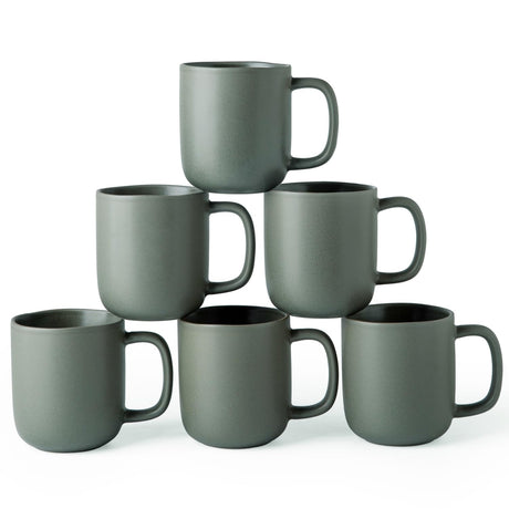 GUERAN 14oz Ceramic Coffee Mugs – Set of 6, Reactive Glaze