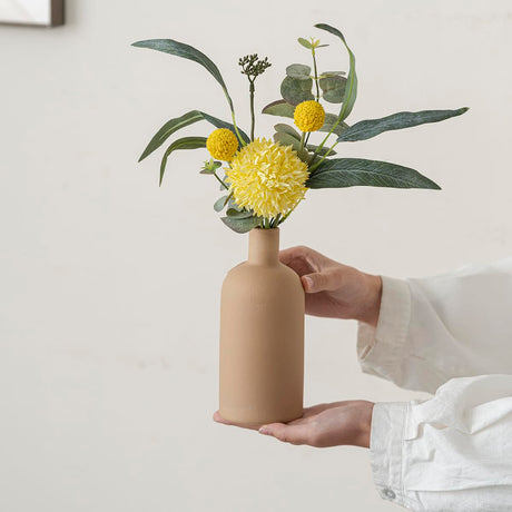 GUERAN Modern Ceramic Vase Set of 4 – Neutral Colors, Coffee Mix