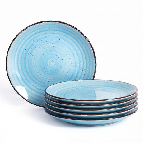 GUERAN Ceramic Dinner Plates – Set of 6, 10.5 Inch, Blue