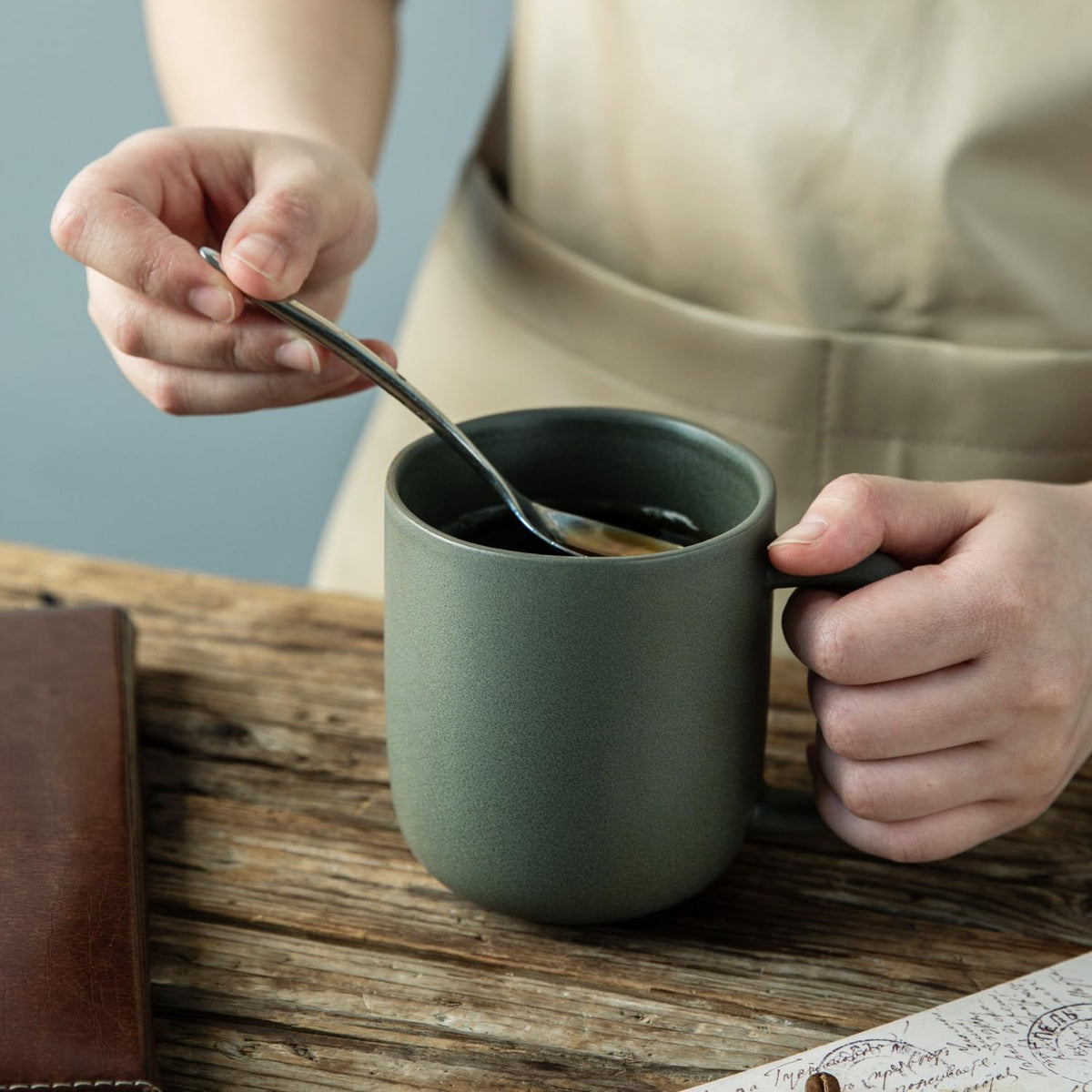 GUERAN 14oz Ceramic Coffee Mugs – Set of 6, Reactive Glaze