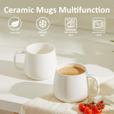 GUERAN 16oz Stackable Ceramic Coffee Mugs – Set of 4, White