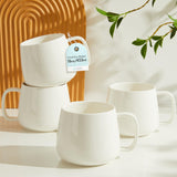 GUERAN 16oz Stackable Ceramic Coffee Mugs – Set of 4, White