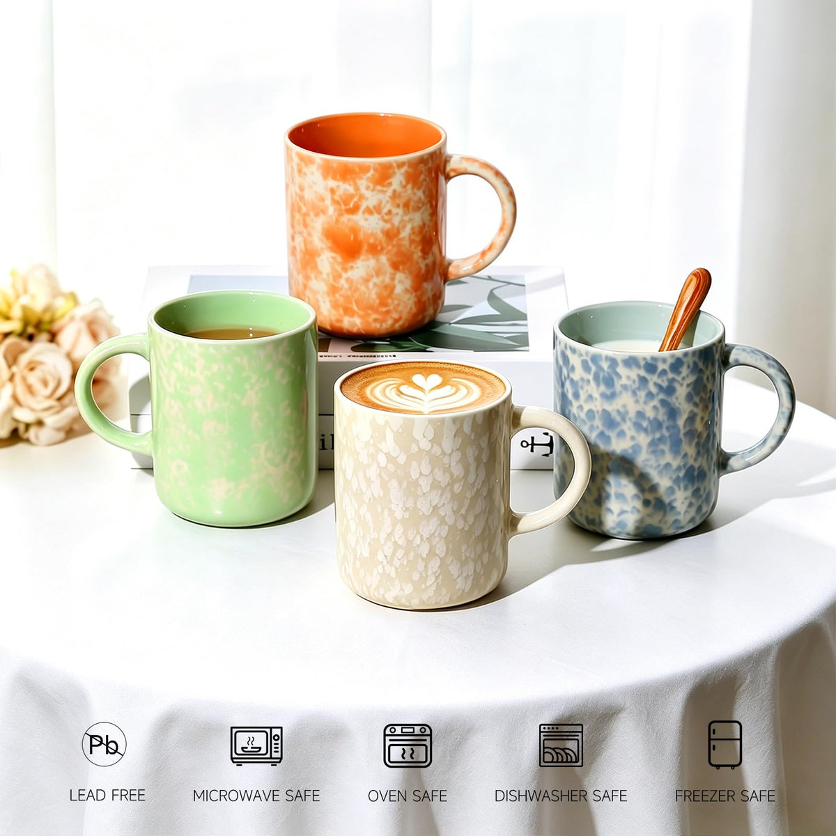 GUERAN 17oz Ceramic Coffee Mugs – Set of 4