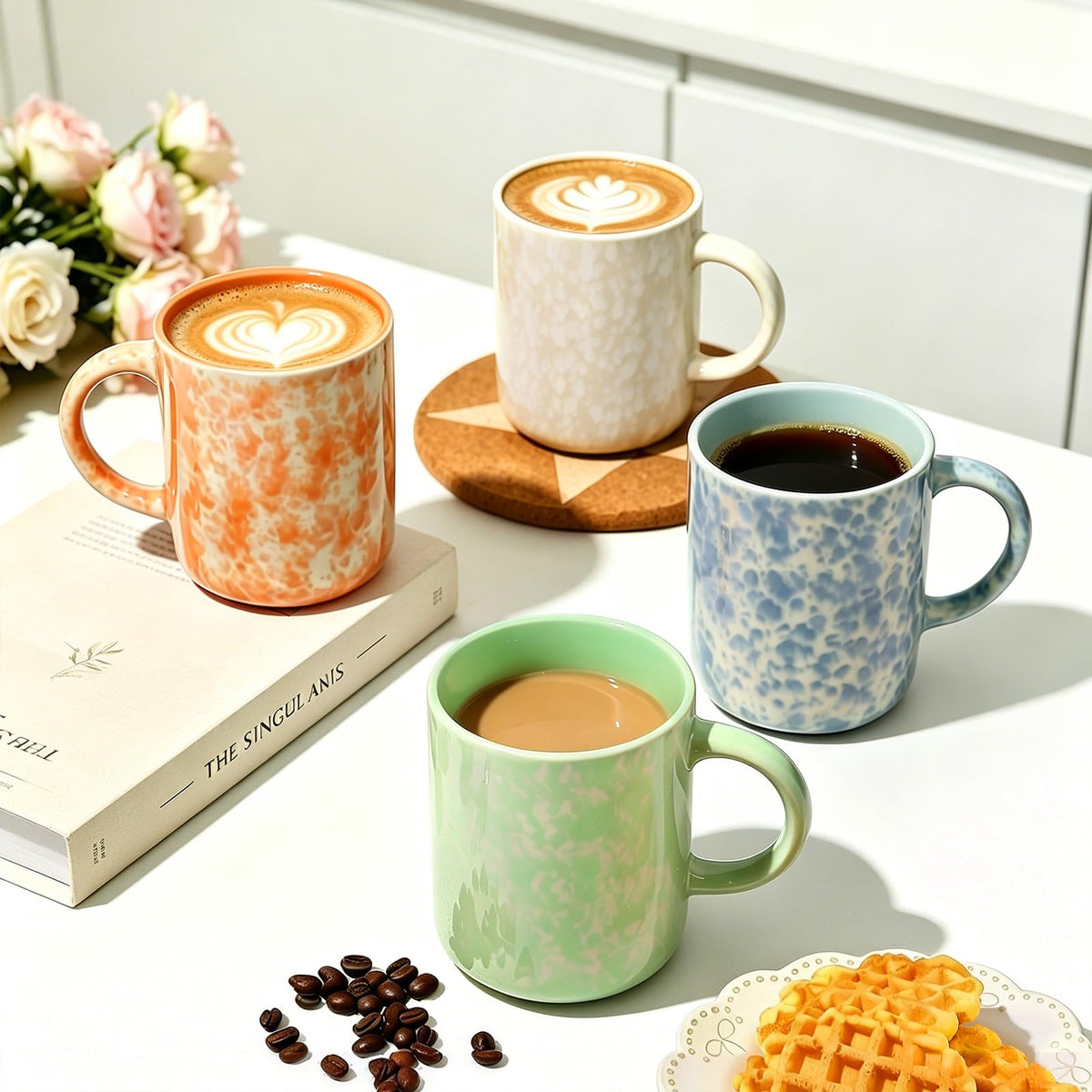 GUERAN 17oz Ceramic Coffee Mugs – Set of 4