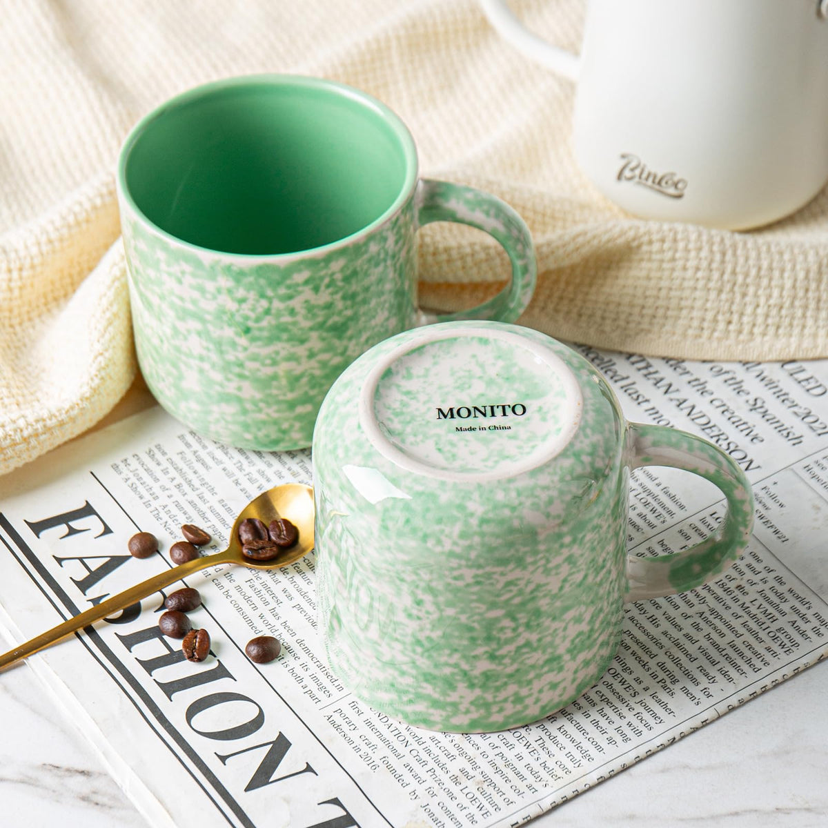 GUERAN 12oz Ceramic Coffee Mugs – Set of 4, Green