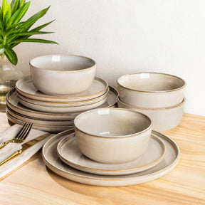 GUERAN Stoneware Dinnerware Set – Reactive Glaze, Service for 8