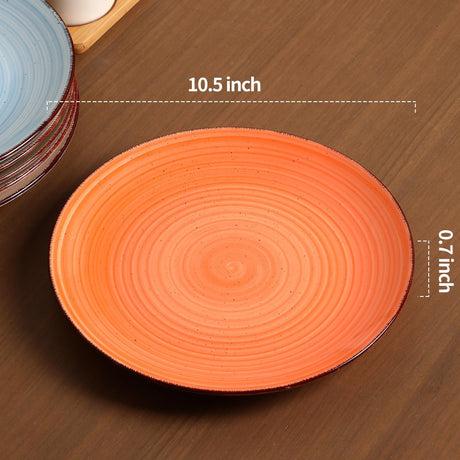 GUERAN Ceramic Dinner Plates – Set of 6, 10.5 Inch, Blue