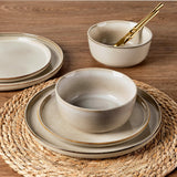 GUERAN Stoneware Dinnerware Set – Reactive Glaze, Service for 8