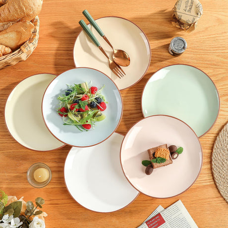 GUERAN Colorful Ceramic Dessert Plates – Set of 6, 8 Inch, Assorted Colors
